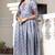 Light Grey Border Printed Rayon Flared/Gown Kurti