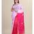 WHITE & Deep Pink  Cotton Silk Hand Woven  Jamdani Handloom Saree