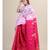 WHITE & Deep Pink  Cotton Silk Hand Woven  Jamdani Handloom Saree