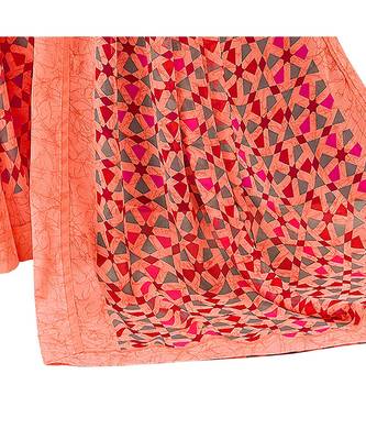 Pisara Pink Georgette  Abstract Print with lace border Saree 3