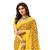 Pisara Yellow Georgette  Abstract Print with lace border Saree