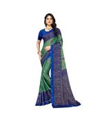 Pisara Blue Chiffon Brasso  Floral Print with Lace border Saree