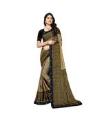 Pisara Beige Chiffon Brasso  Floral Print with Lace border Saree