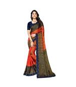 Pisara Red Chiffon Brasso  Floral Print with Lace border Saree