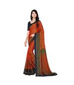Pisara Orange Chiffon Printed Saree