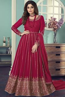 Magenta Sequence Embellished Bollywood Anarkali Suit