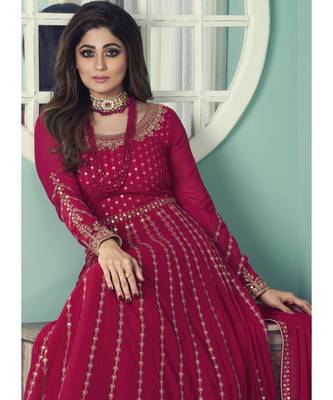 Magenta Sequence Embellished Bollywood Anarkali Suit 3