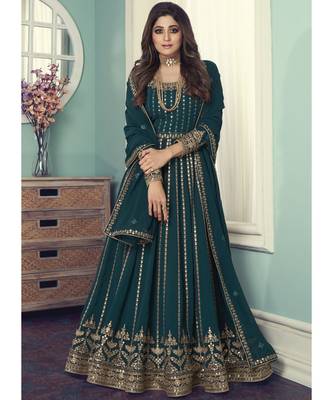 Teal Sequence Embellished Bollywood Anarkali Suit 2