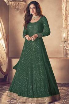 Green Embroidered Wedding Anarkali
