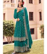 Turquoise Georgette Pakistani Salwar Kameez