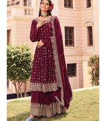 Dark Maroon Georgette Pakistani Salwar Kameez