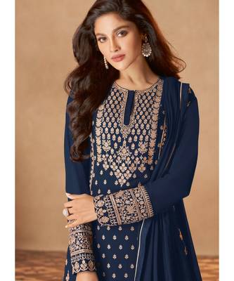 Navy Blue Georgette Pakistani Salwar Kameez 2