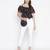 Black floral print  tie-knot off-shoulder women top