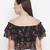 Black floral print  tie-knot off-shoulder women top