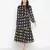 Navy Printed checks lining ptretty women dress