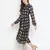 Navy Printed checks lining ptretty women dress