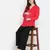 Red embroided sleeve good looking maternity pleated tunic