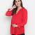 Red embroided sleeve good looking maternity pleated tunic