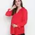 Red embroided sleeve good looking maternity pleated tunic
