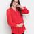 Red embroided sleeve good looking maternity pleated tunic