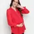 Red embroided sleeve good looking maternity pleated tunic