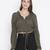 Ootd khaki color tie-knot women stylish top