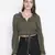 Ootd khaki color tie-knot women stylish top