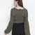 Ootd khaki color tie-knot women stylish top