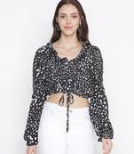 Zebra blacl printed tie-knot women top