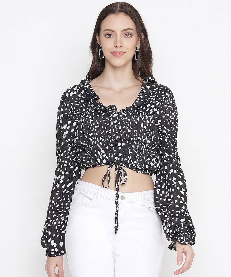 Zebra blacl printed tie-knot women top