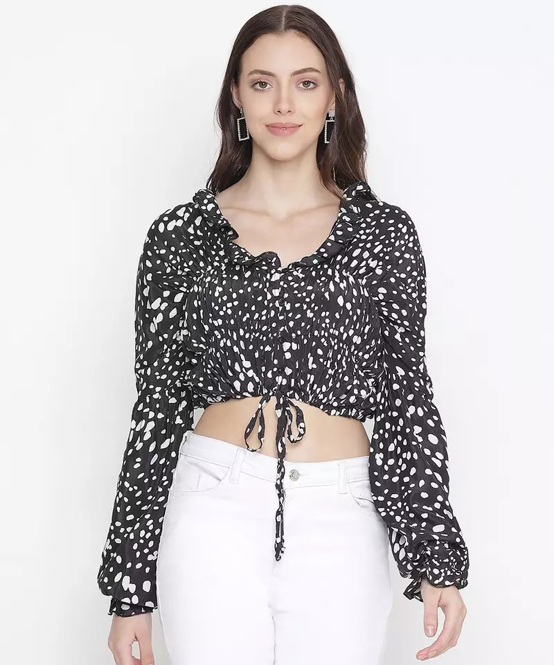 Zebra blacl printed tie-knot women top