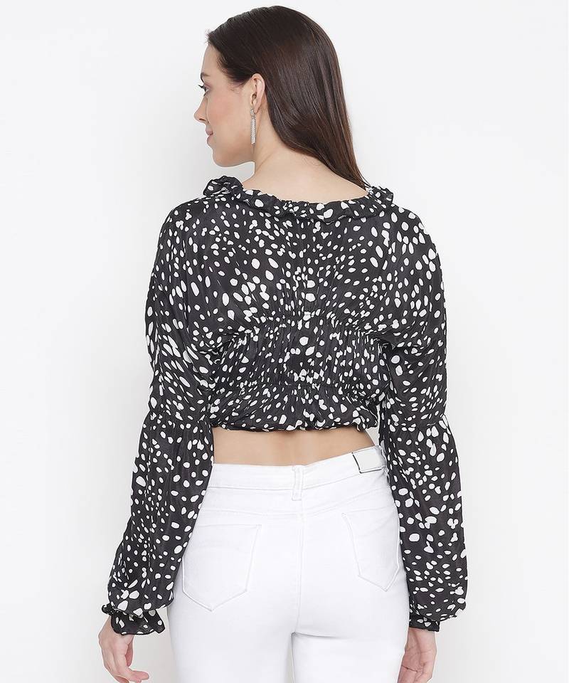 Zebra blacl printed tie-knot women top