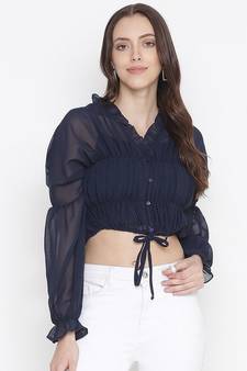 Jolly blue vibrant tie-knot women top