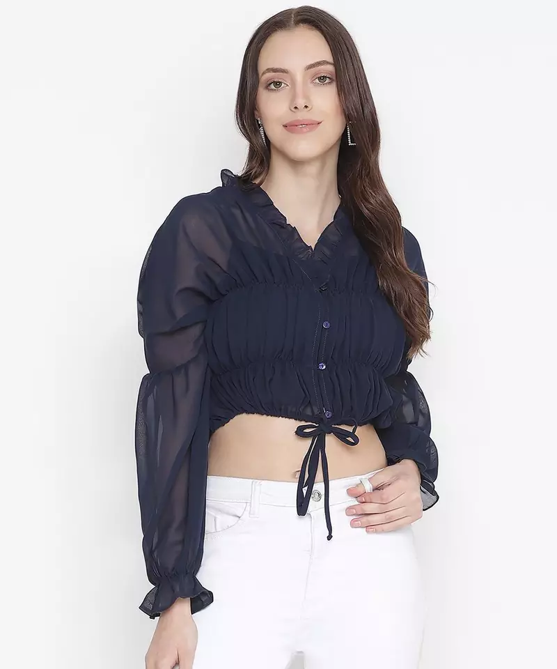 Jolly blue vibrant tie-knot women top