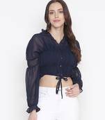 Jolly blue vibrant tie-knot women top