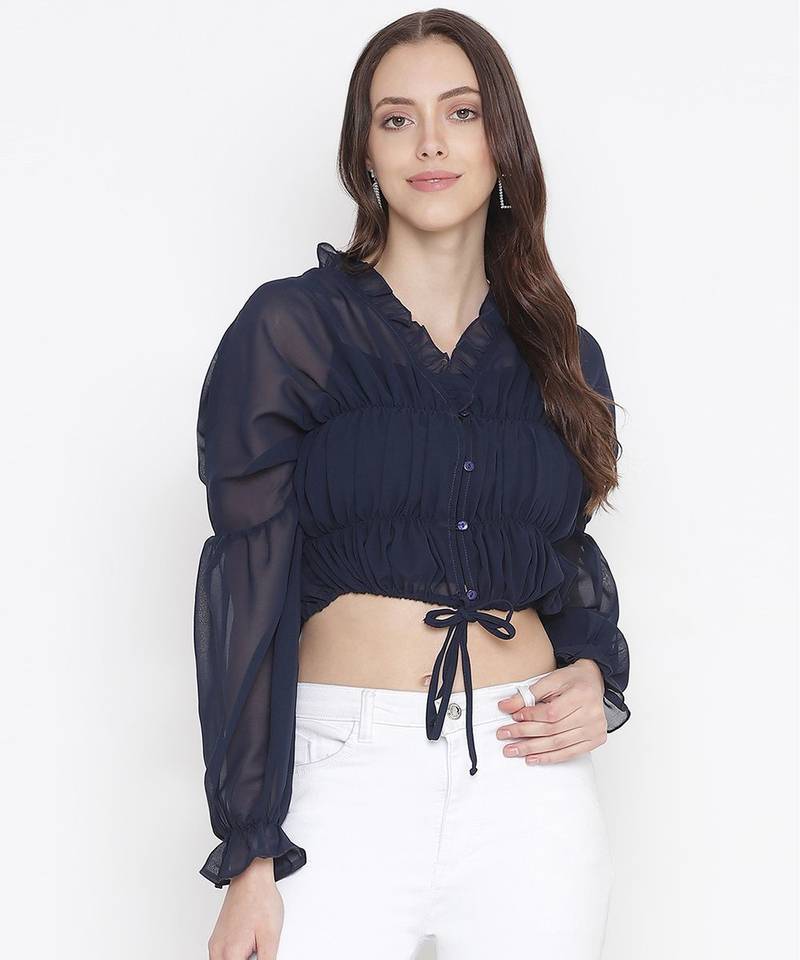 Jolly blue vibrant tie-knot women top
