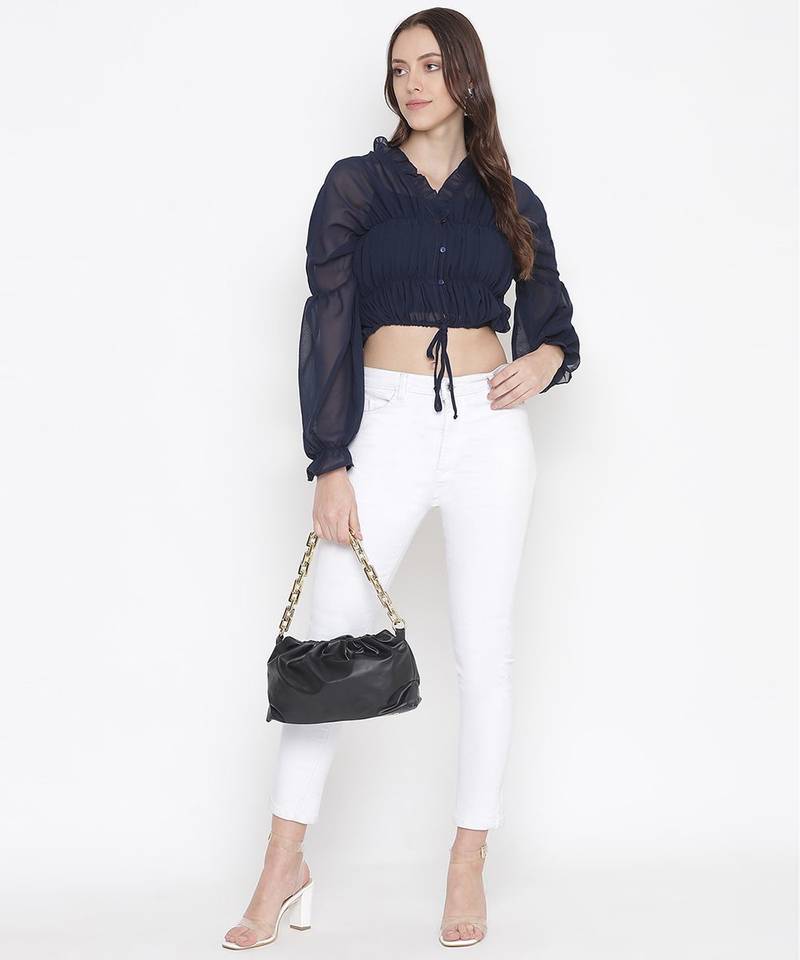 Jolly blue vibrant tie-knot women top