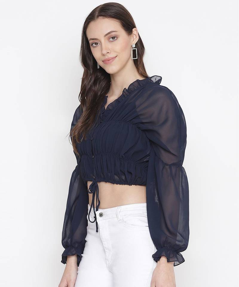 Jolly blue vibrant tie-knot women top