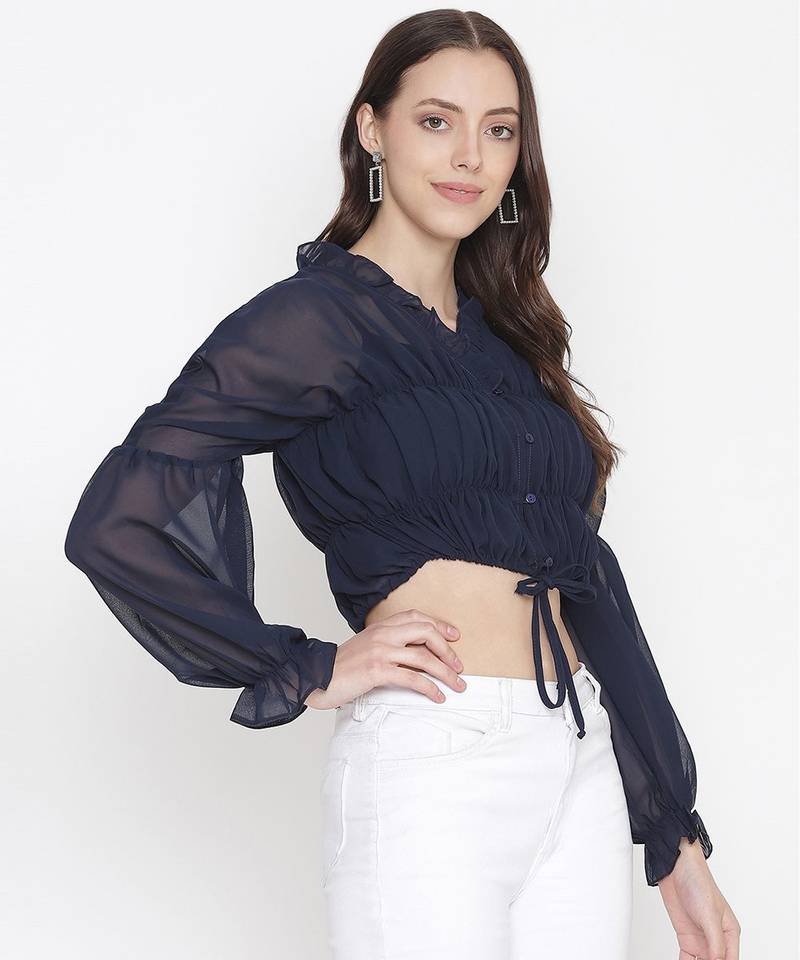 Jolly blue vibrant tie-knot women top