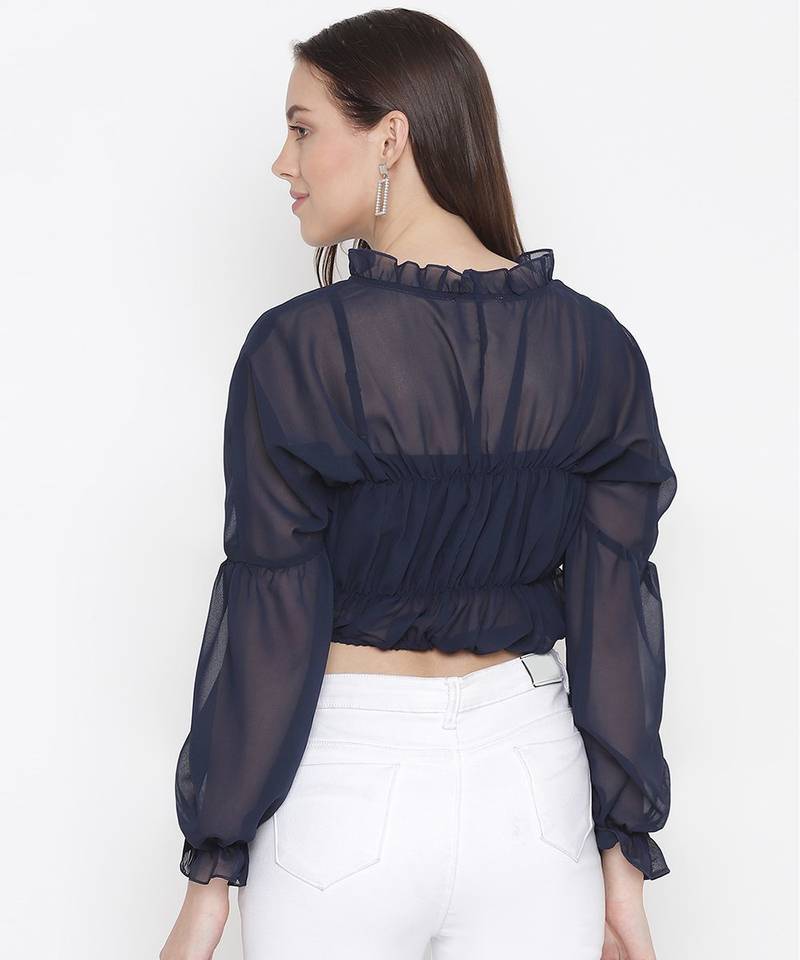 Jolly blue vibrant tie-knot women top