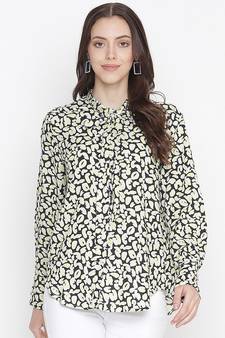 Flecked floral print magical tie- knot women top