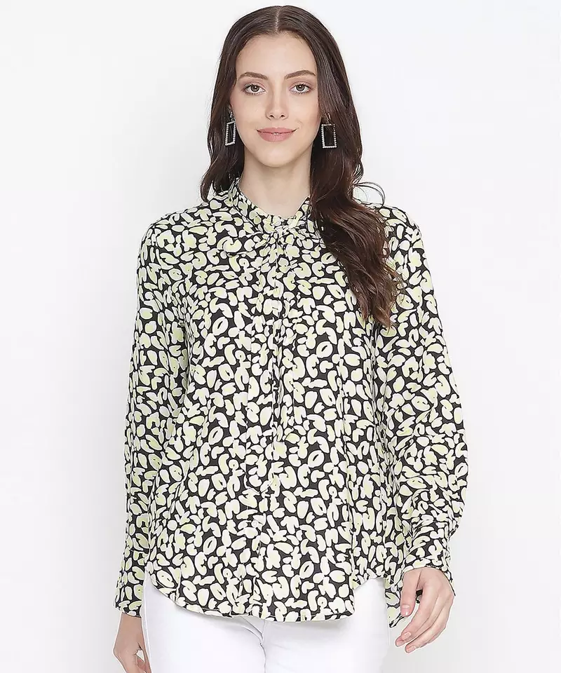 Flecked floral print magical tie- knot women top