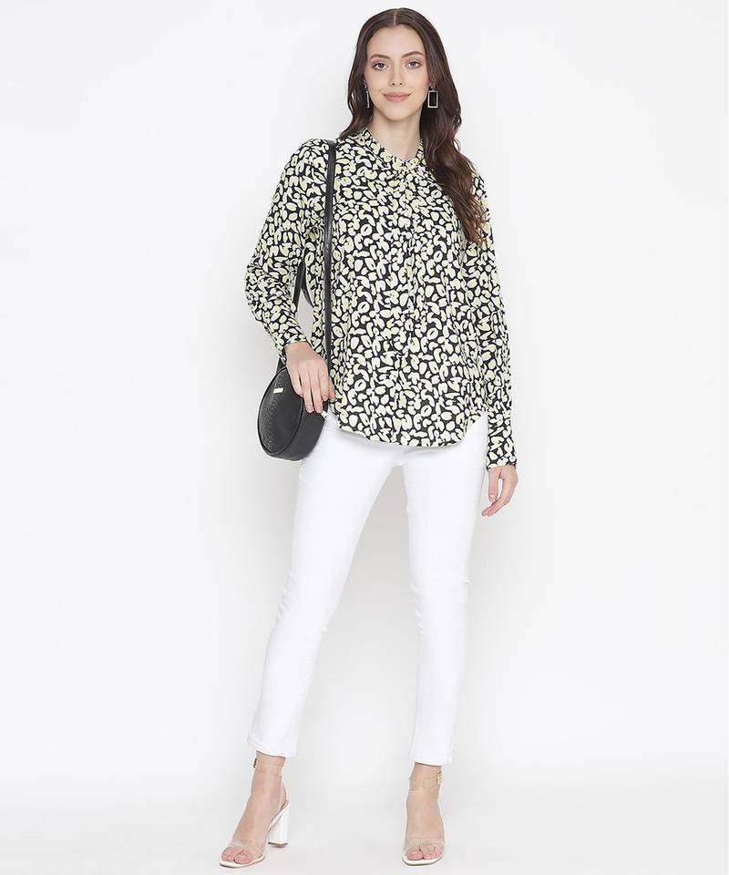 Flecked floral print magical tie- knot women top