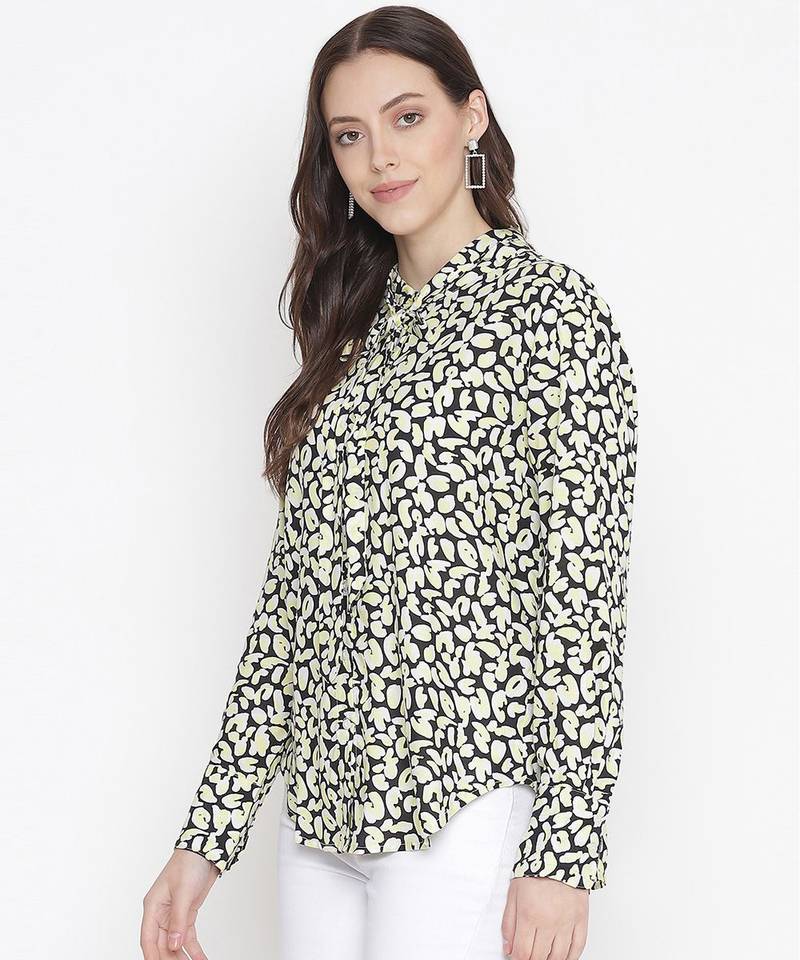 Flecked floral print magical tie- knot women top