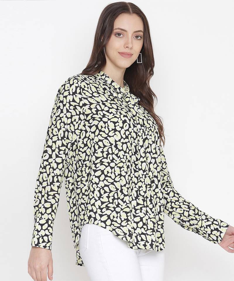 Flecked floral print magical tie- knot women top