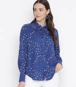 Sprinkle blue printed stylish tie-knot women top