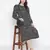 Black floral printed belted lovely women dress