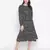 Black floral printed belted lovely women dress