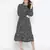 Black floral printed belted lovely women dress