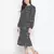 Black floral printed belted lovely women dress